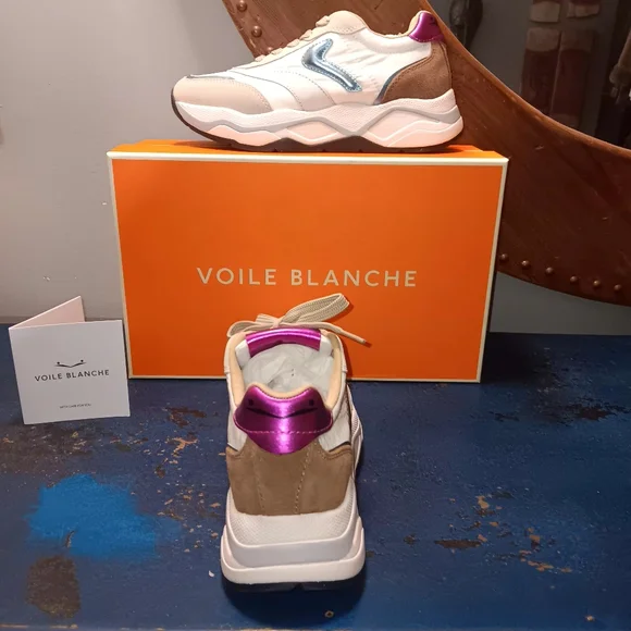 Voile Blanche Women's White and Blue Sneakers - Picture 4 of 6